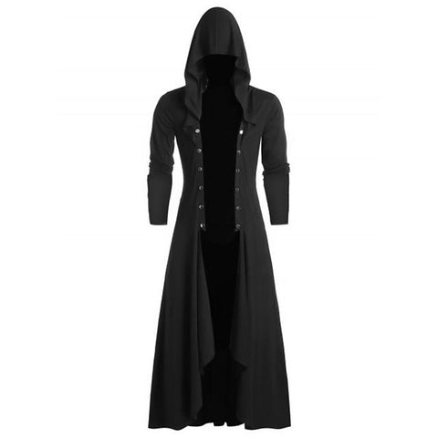 Men's Retro Steam Punk Gothic Wind Cloak Coat Fashion Plain Cap Cardigan Coat assassins creed Cape Cloak Jacket Parkour clothes