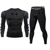 Pattern 2 pieces / set compression men's sports suit quick-drying running suit long sleeve clothes training gym fitness sportswe