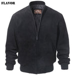 FLAVOR Men Classic Real Pigskin Coat Genuine Baseball Bomber Leather Jacket