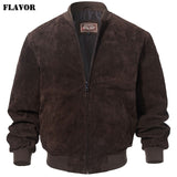 FLAVOR Men Classic Real Pigskin Coat Genuine Baseball Bomber Leather Jacket