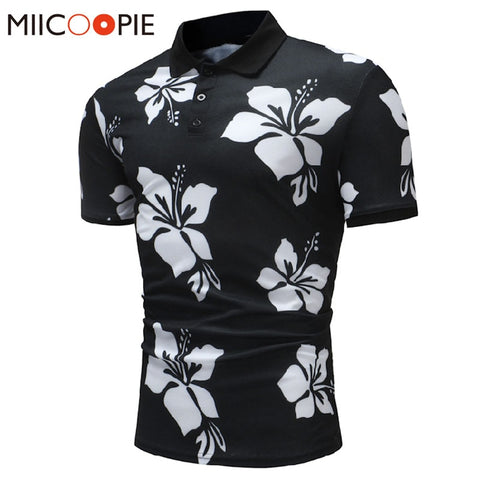 2018 New Summer Cotton Polo Shirt Men Short Sleeve Casual Polo Floral Soft Camisa Polo Shirt Tops For Men Brand Tops&Tees XXXL