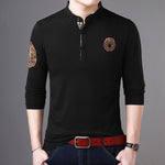 2019 New Fashion Brand Polo Shirt Mens Stand Collar Trends Tops Street Wear Mercerized Cotton Long Sleeve Polos Mens Clothing