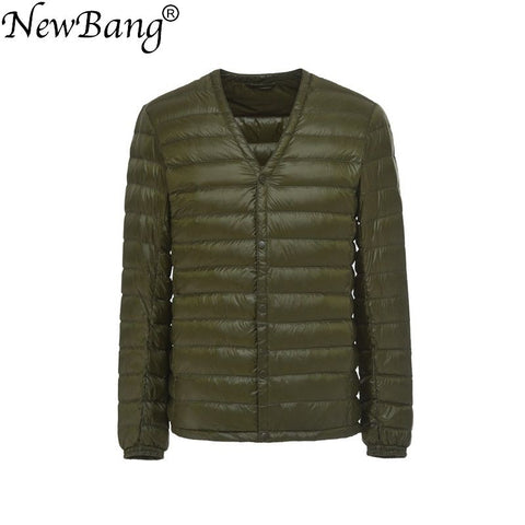 NewBang Brand Men's Down Jacket Ultra Light Down Jacket Men Slim Windproof Portable V Neck Lightweight Coat Warm Liner